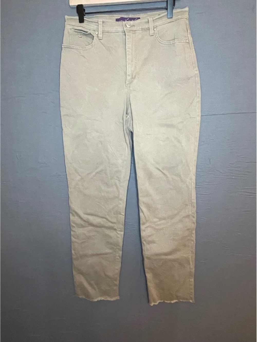 Gloria Vanderbilt Amanda Raw Hem Straight Leg Pants Beige Size 10